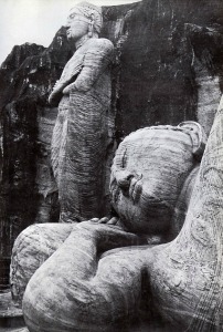 carved figures of Buddha at Polunnaruwa