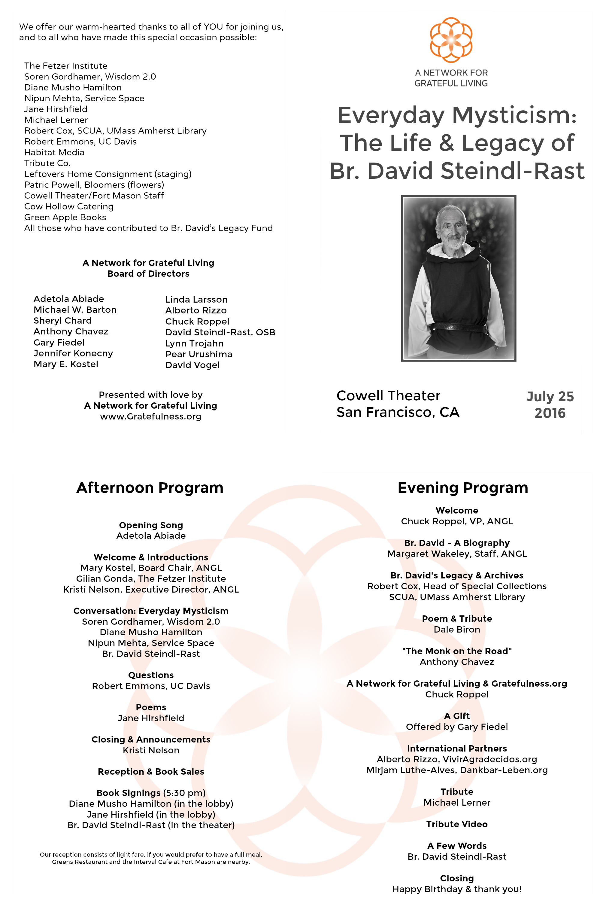 Br. David Steindl-Rast legacy program